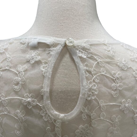 Maurices Women's White Lace Small, Sheer Floral Blouse Ruffle Sleeves, Boho Chic - Picture 8 of 9